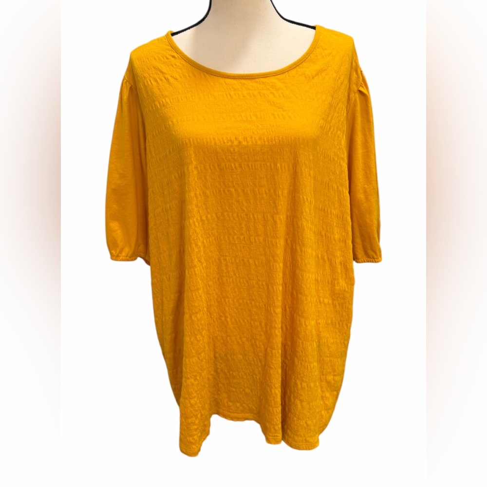 Kim Rogers Womens Top Size 3x Yellow Gold Short Sleeve Round Neck Relaxed Fit